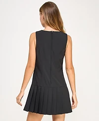City Studios Juniors' Pleated Skirt Drop Waist Sleeveless Dress