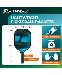 Outdoor Cruiser Pickleball Paddle Set – Usapa Approved, Premium Fiberglass Paddles with Lightweight Shock-Absorbing Grip, Includes 2 Rackets, 4