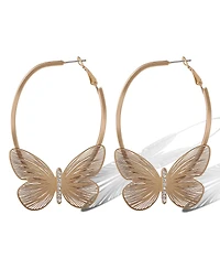 Jessica Simpson Gold-Tone Butterfly Hoop Earrings with Textured Wings