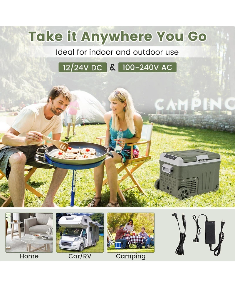 Akiudex Portable Car Refrigerator Freezer with Wheels and Dual Power 35L/50L