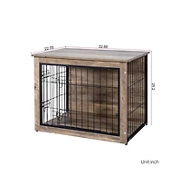 Aostirmotor Medium Wooden Dog Crate Indoor Dog Kennel with Double Doors