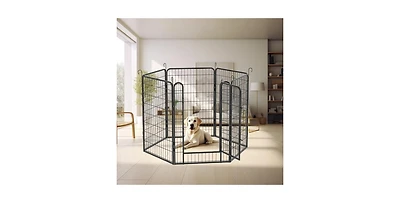 Aostirmotor 39.37 in. H Dog Fence Pet Exercise Pen for Outdoor, Indoor and 6 Panels Heavy Duty Metal Playpen with door