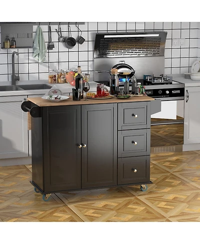 Halifax North America Black Culinary Aid: Kitchen Island Cart with Versatile Storage
