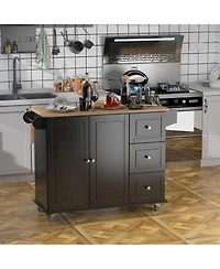 Halifax North America Black Culinary Aid Kitchen Island Cart With Versatile Storage