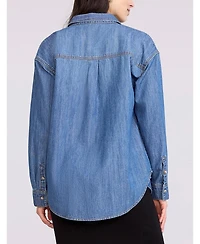 Motherhood Maternity Long Sleeve Button-Up Denim Shirt 