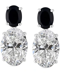 White Quartz 9-1/2 ct. t.w. and Black Onyx 8 x 6 mm Oval Drop Earrings in Sterling Silver
