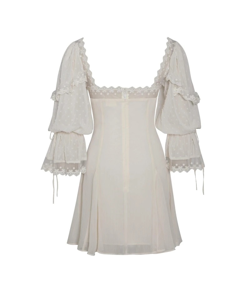 Miss Circle Women Zakira Lace Trim Half Sleeve Mini Dress