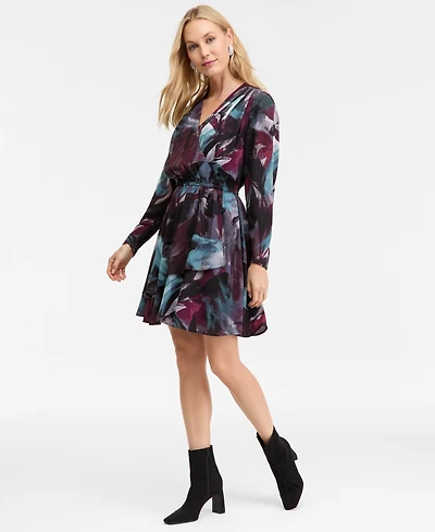 I.n.c. International Concepts Women's Long-Sleeve Surplice-Neck Midi Dress, Macy's Exclusive