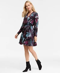 I.n.c. International Concepts Women's Long-Sleeve Surplice-Neck Midi Dress, Macy's Exclusive