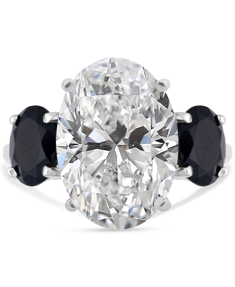 White Quartz 4-3/4 ct. t.w. and Black Onyx 2-7 x 5mm Oval Statement Ring in Sterling Silver