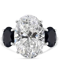 White Quartz 4-3/4 ct. t.w. and Black Onyx 2-7 x 5mm Oval Statement Ring in Sterling Silver