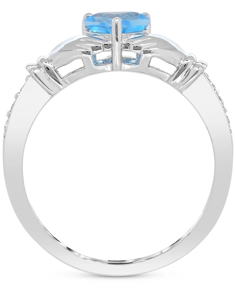 Lab-created Emerald 3/4 ct. t.w. and White Sapphire 1/3 "I Love You" Inscription Heart Promise Ring Sterling Silver