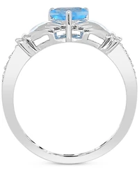 Lab-created Emerald 3/4 ct. t.w. and White Sapphire 1/3 "I Love You" Inscription Heart Promise Ring Sterling Silver