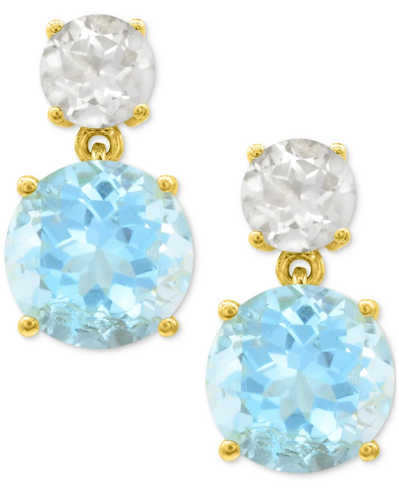 Rose de France 5-5/8 ct. t w. and Amethyst 1-1/3 t.w.Drop Earrings 14K Gold-Plated Sterling Silver