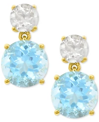 Rose de France 5-5/8 ct. t w. and Amethyst 1-1/3 t.w.Drop Earrings 14K Gold-Plated Sterling Silver