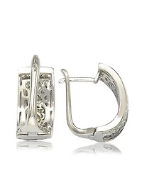 Suzy Levian New York Sterling Silver Sapphire & Created White Multi-Set Huggie Hoop Earring