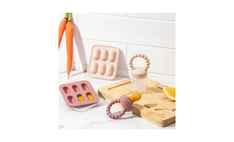 Silicone Baby Fruit Feeders and Bibs Set - First Stage Must-Haves, Gum-Friendly, Bpa-Free, Easy to Clean Feeding Accessories for Infants