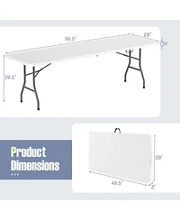 Akiudex 8FT Folding Patio Table with Hdpe Top and Metal Legs for Outdoor and Indoor Use