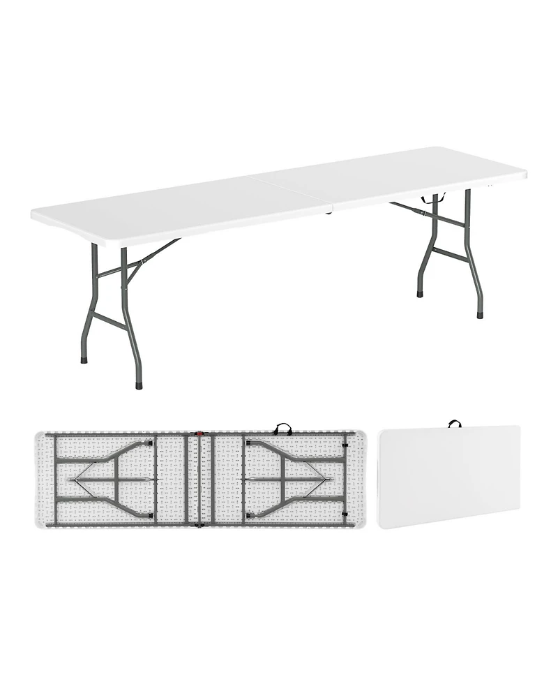 Akiudex 8FT Folding Patio Table with Hdpe Top and Metal Legs for Outdoor and Indoor Use