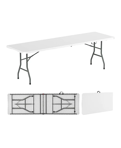 Akiudex 8FT Folding Patio Table with Hdpe Top and Metal Legs for Outdoor and Indoor Use