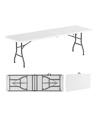 Akiudex 8FT Folding Patio Table with Hdpe Top and Metal Legs for Outdoor and Indoor Use