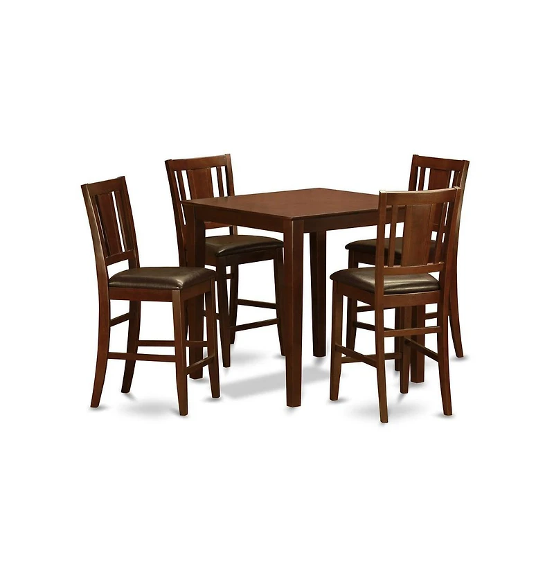 East West Furniture 5 Pc pub Table set-counter height Table and 4 Stools.