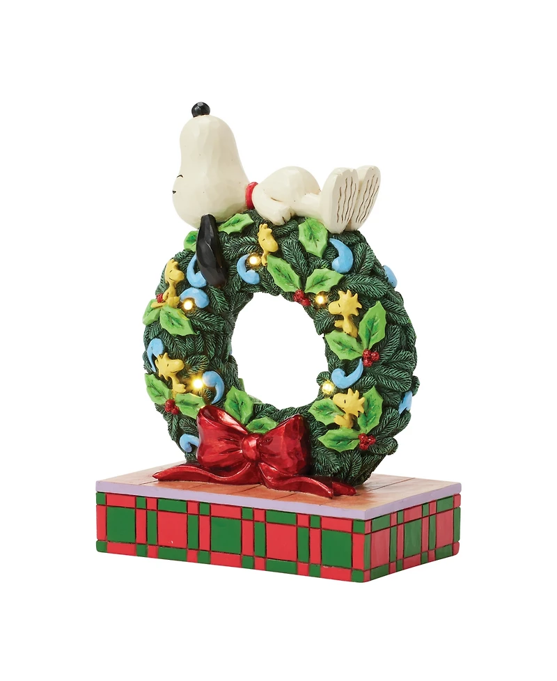 Jim Shore Snoopy Sleeping on Led Wreath Figurine