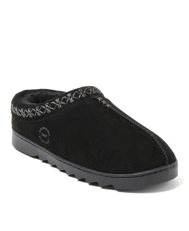 Dearfoams Women's Doreen Genuine Suede Clog Slipper With Embroidery