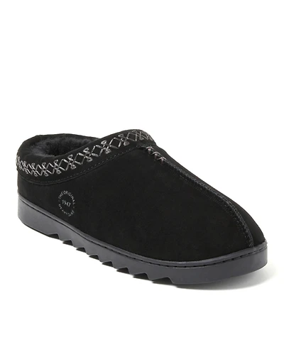 Dearfoams Women's Doreen Genuine Suede Clog Slipper With Embroidery