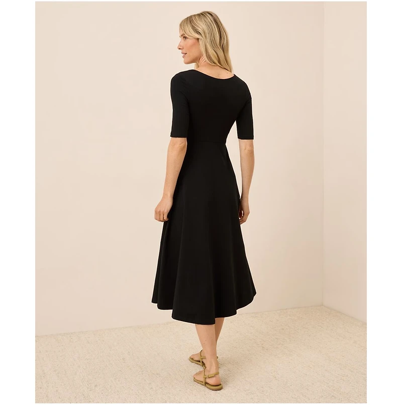 Pact Women's Organic Cotton Fit & Flare Scoop Midi Dress