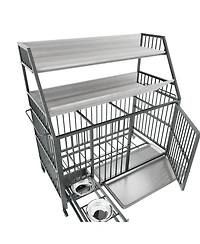 Aostirmotor 35 in. W x 49 in. H x 24 in. D Large Pet Cage with Storage Rack, Drawers with Stainless Steel Food in Black
