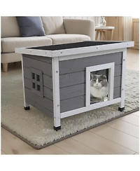 Aostirmotor Waterproof Outdoor Indoor Cat Shelter with Roof