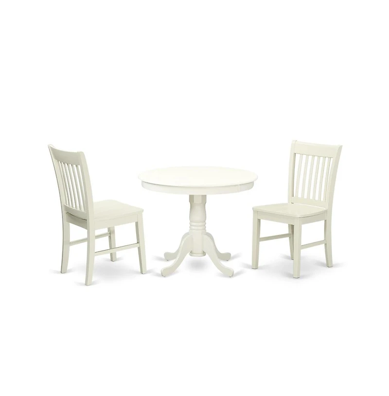 East West Furniture Dining Room Set Linen White