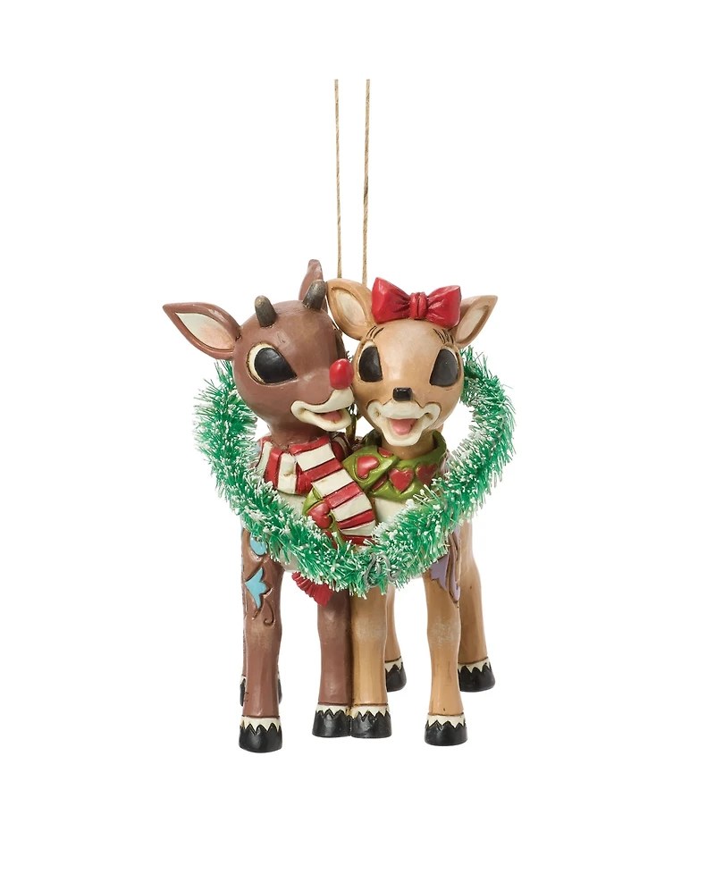 Jim Shore Rudolph and Clarice Heart Hanging Ornament