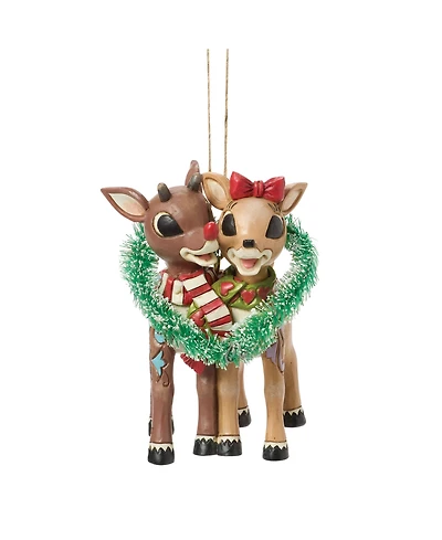 Jim Shore Rudolph and Clarice Heart Hanging Ornament