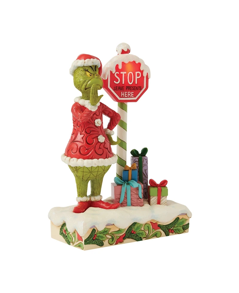 Jim Shore Grinch by Stop Sign Led Figurine