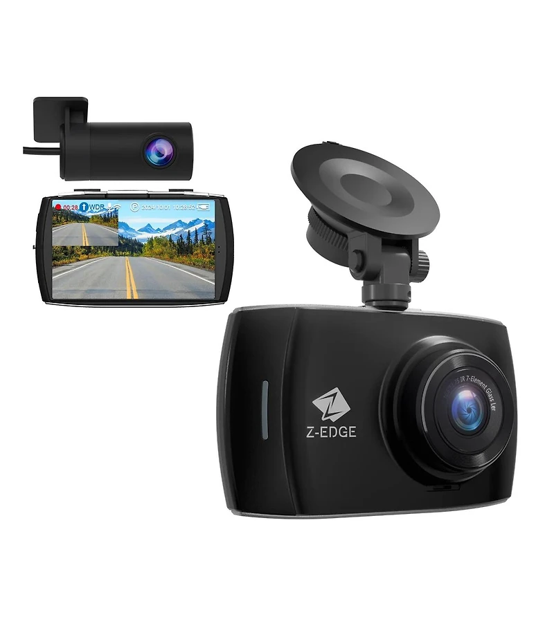 Z-edge 4 Touchscreen 4K Wi-Fi Dash Cam, 2K+1080P Front & Rear, Night Vision, Wdr, G-Sensor, Loop Recording, Parking Mode, 32Gb Tf Card Included