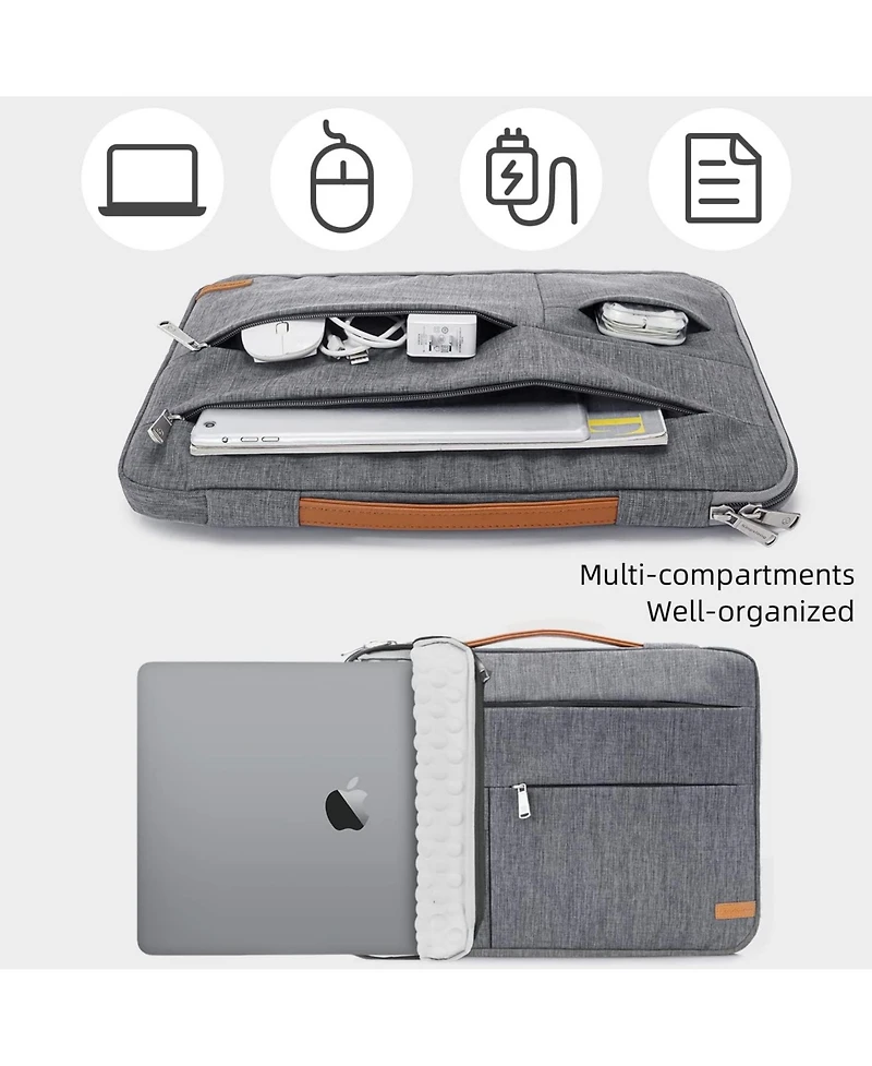 14 inch Laptop Sleeve Bag, Slim Shockproof Handbag, Computer Carrying Case Cover Compatible with MacBook Air/Pro Acer Asus Dell Hp Grey