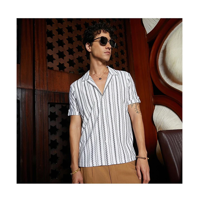 Campus Sutra Men's Wavelength-Knit Shirt