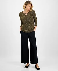 Jm Collection Women's Gold Cheetah Keyhole Top, Macy's Exclusive