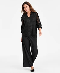 Jm Collection Women's Jacquard Split-Sleeve Blouse, Macy's Exclusive