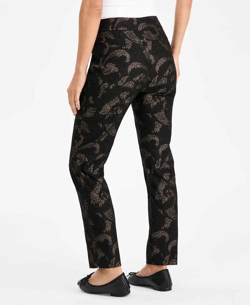 Jm Collection Women's Metallic Jacquard Pull-On Pants, Macy's Exclusive
