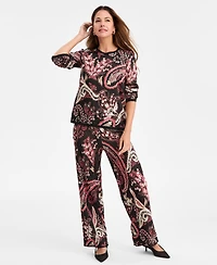 Jm Collection Women's Paisley Metallic-Threaded Jacquard Sweater, Macy's Exclusive