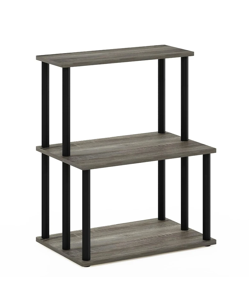 Homlux Turn-n-Tube 3-Tier Toolless Kitchen Storage Shelf, French Oak Grey/Black