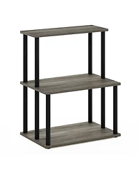 Homlux Turn-n-Tube 3-Tier Toolless Kitchen Storage Shelf, French Oak Grey/Black