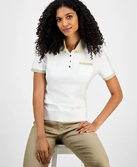 Tommy Hilfiger Women's Cotton Shine-Collar Polo Top