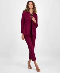 Bar Iii Womens Notch Collar Single Button Blazer Printed Mesh Short Sleeve Tee Compression High Rise Straight Leg Pants Macys Exclusive