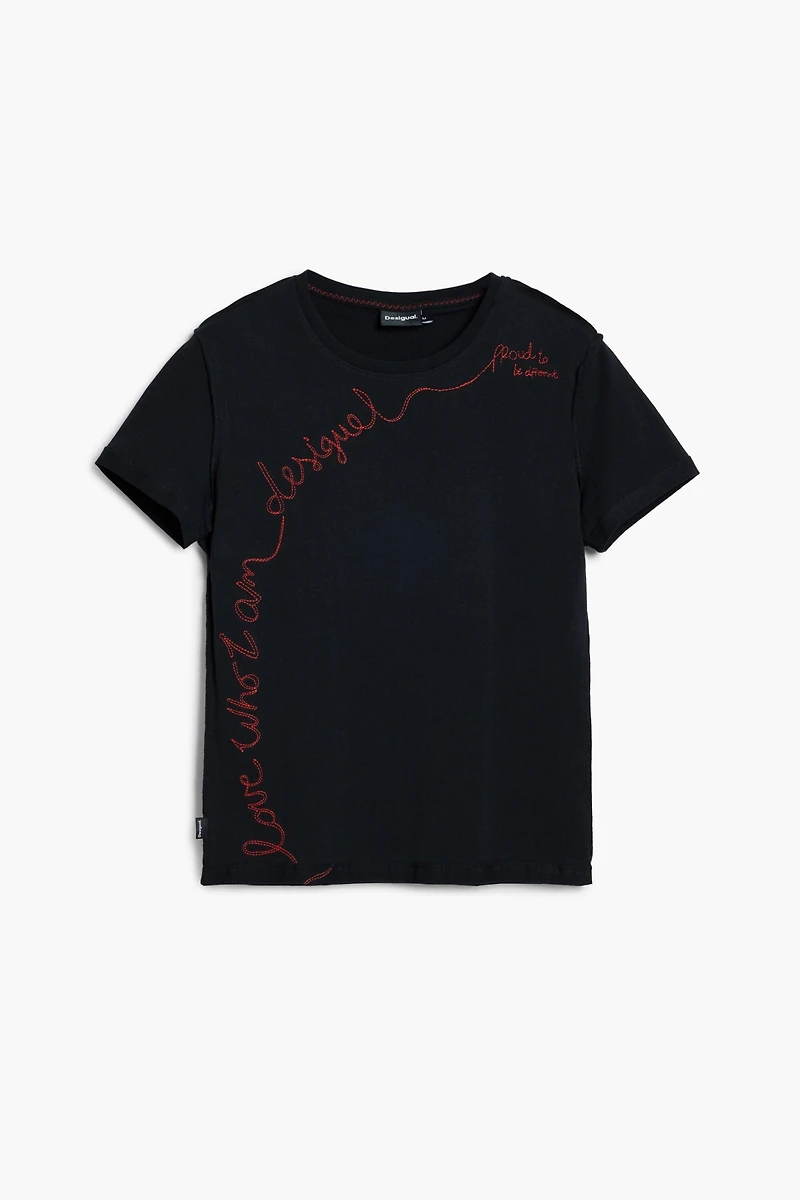 Desigual Women's T-shirt with embroidered phrase