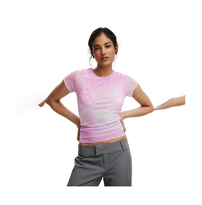 Cotton On Women's Ashley Mesh Short Sleeve Top