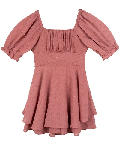 Rare Editions Big Girls Textured Clip Dot Romper
